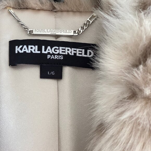 Karl Lagerfeld Faux Fur Coat Large Size NEW - Picture 2 of 3